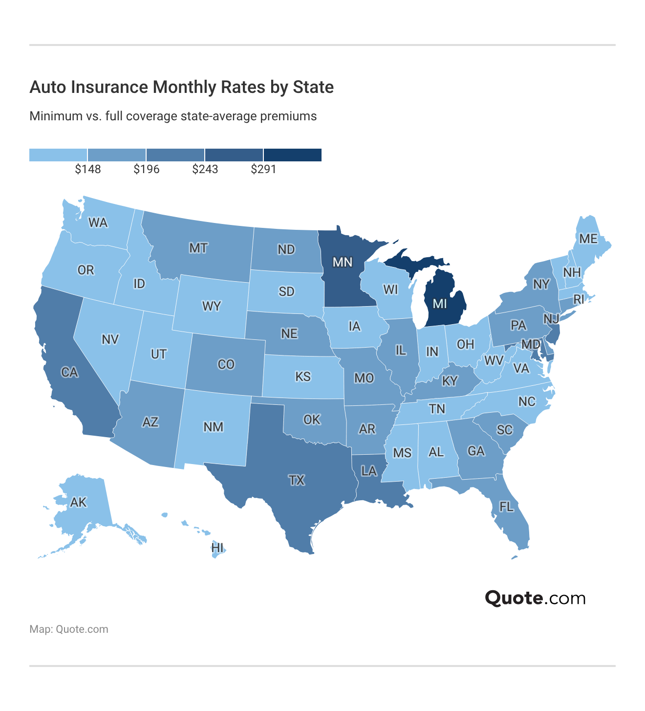 Auto Insurance Monthly Rates by State Auto Insurance Monthly Rates by State